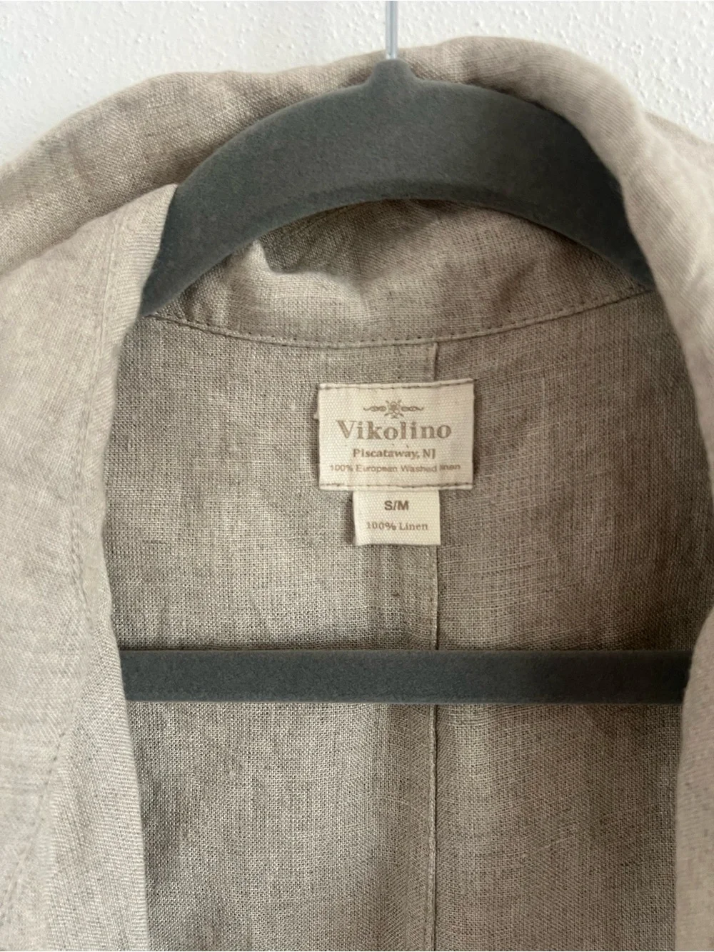 Vikolino Sleeveless Open Front Linen Duster Vest in Taupe, size S/M